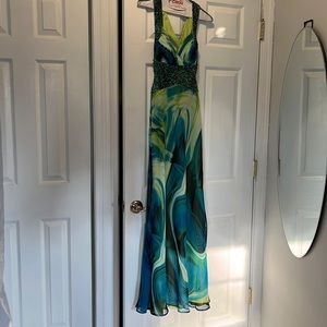 Green multicolor Prom Dress